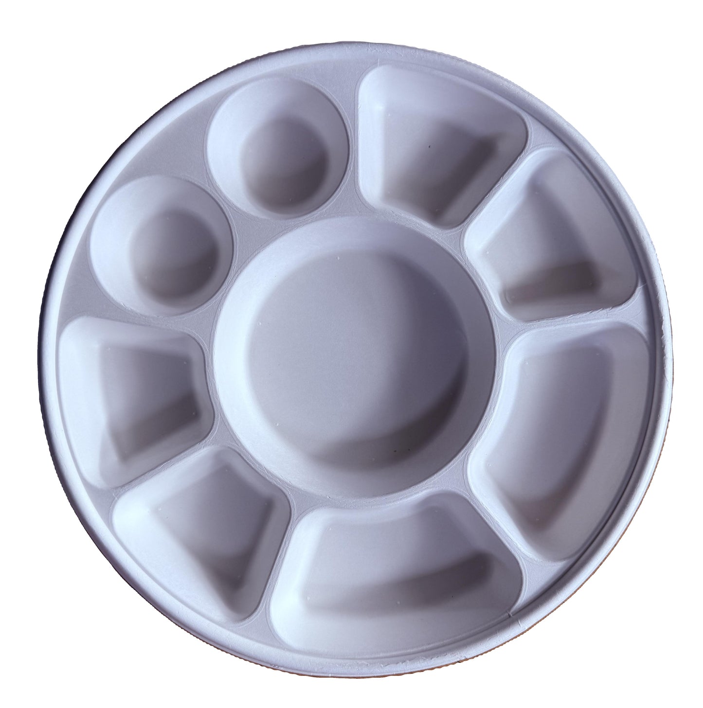 Bagasse (Sugarcane pulp) 13 Inch 9 Compartments Round Disposable Plates- 50/200 Pack